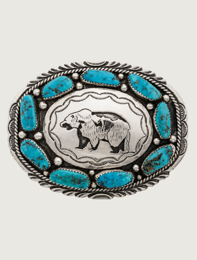 J. Bahe Sterling Silver & Turquoise Bear Buckle