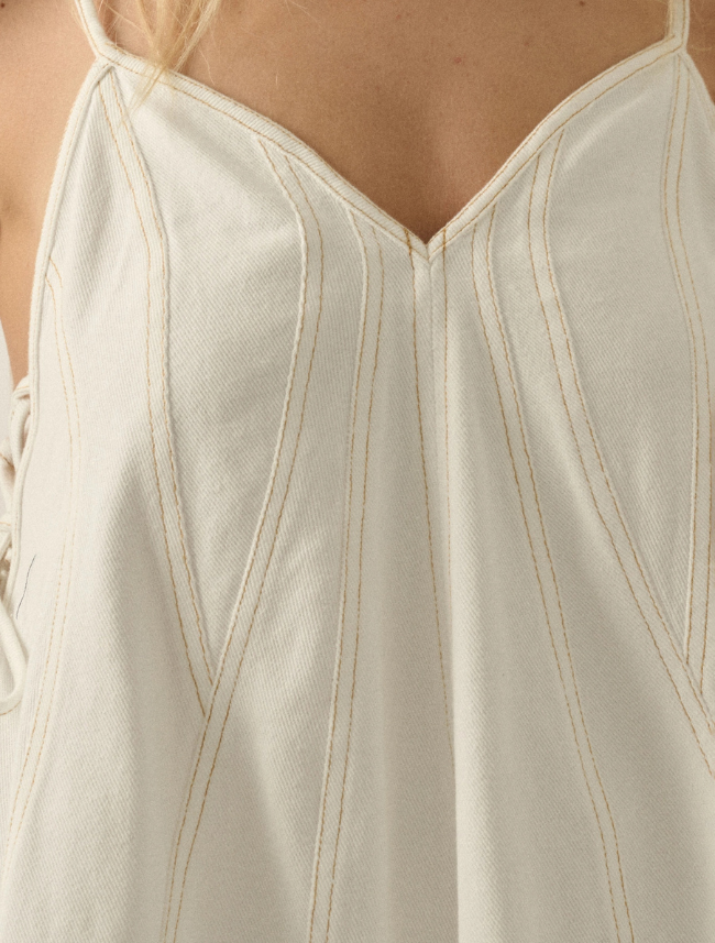 Promesa Denim Paneled A-Line Babydoll Mini Dress