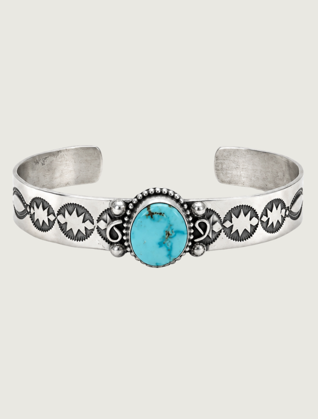 S. Cooke Sterling Silver Turquoise Cuff Bracelet