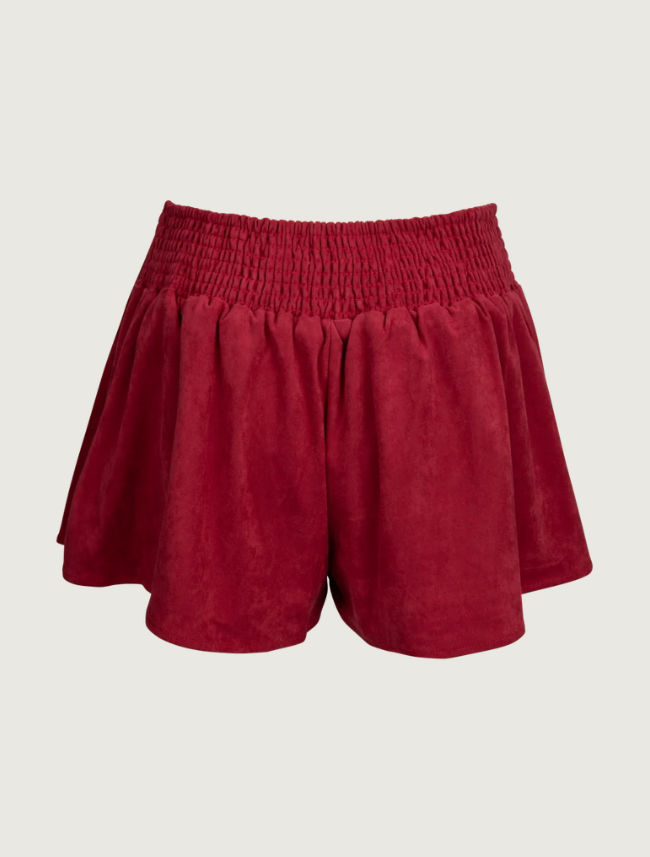Sky to Moon Red Suede Mini Skort