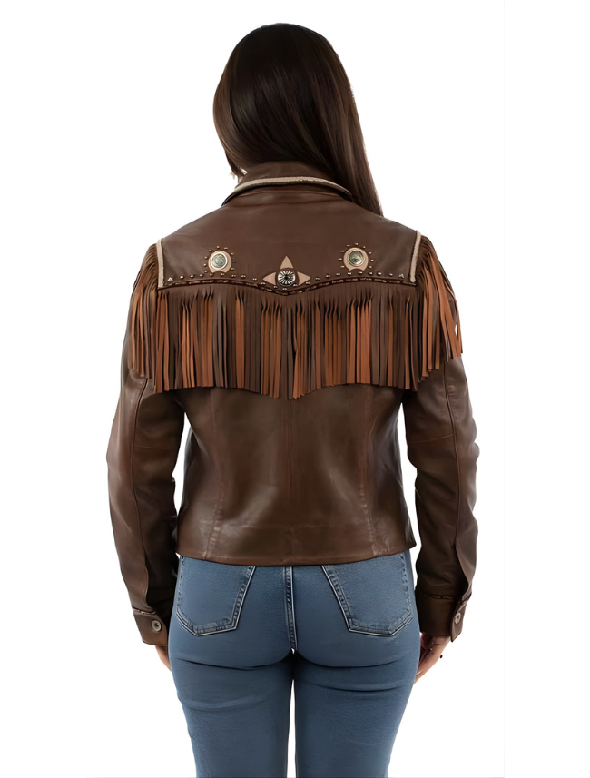 Mavericks Women's Lambskin Fringe Leather Jacket