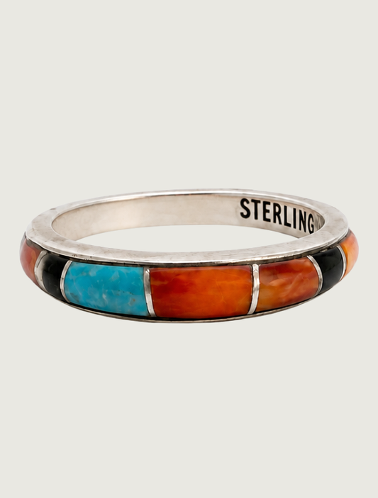 Elaine Sherman Sterling Silver Inlay Ring