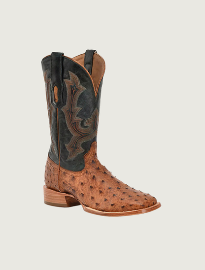 Corral Tan & Olive Green Ostrich Embroidery Cowboy Boots