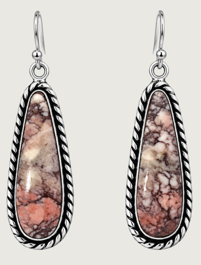 Silver Earrings with Crazy Horse