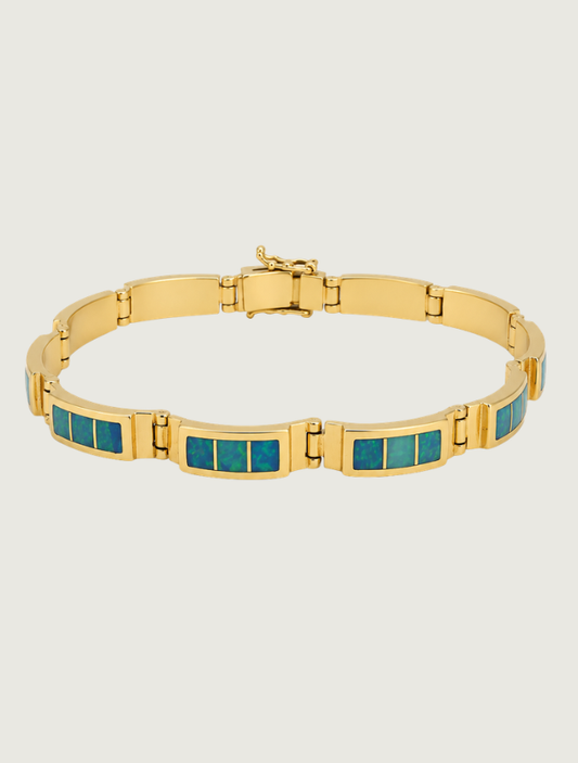 14K Yellow Gold Opal Inlay Bracelet