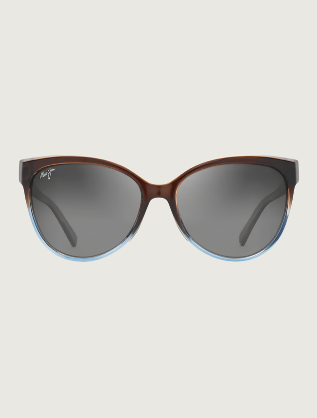 Maui Jim 'Olu'olu cat eye sunglasses in Translucent Dark Chocolate with Blue / Neutral Grey — front view