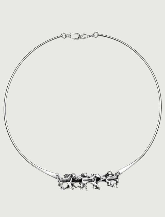 Kabana Sterling Silver Horses Neck Piece with Lobster Claw Closure
