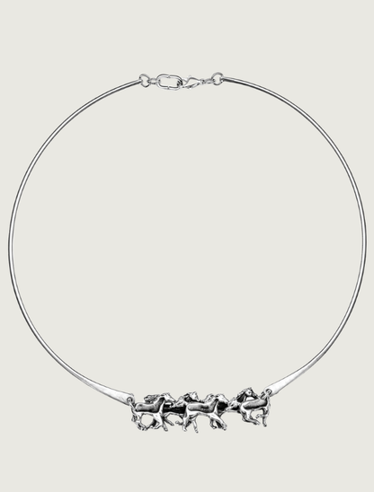 Kabana Sterling Silver Horses Neck Piece with Lobster Claw Closure