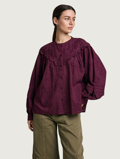 Raisonnel Vintage-Inspired Eyelet Embroidered Blouse