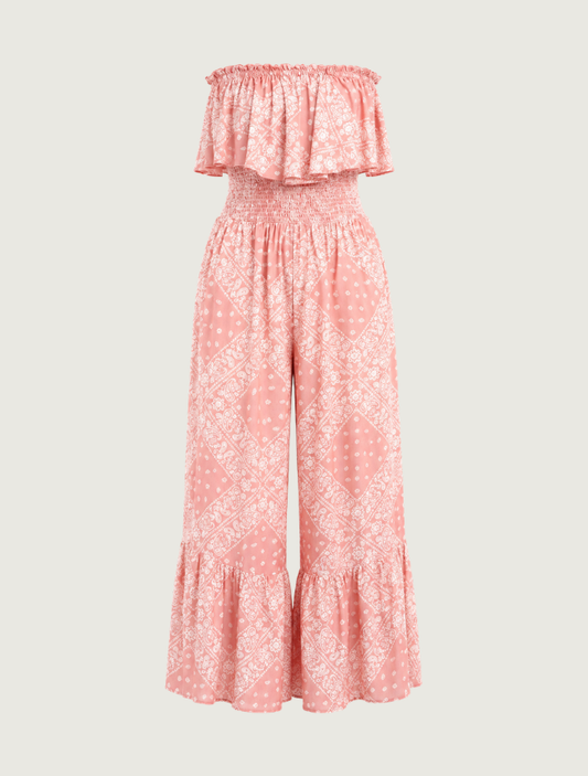 Scully Women's Strapless Ruffle Trim Jumpsuit