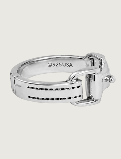 Kabana Rhodium-Plated Sterling Silver Large Snaffle Bit Ring