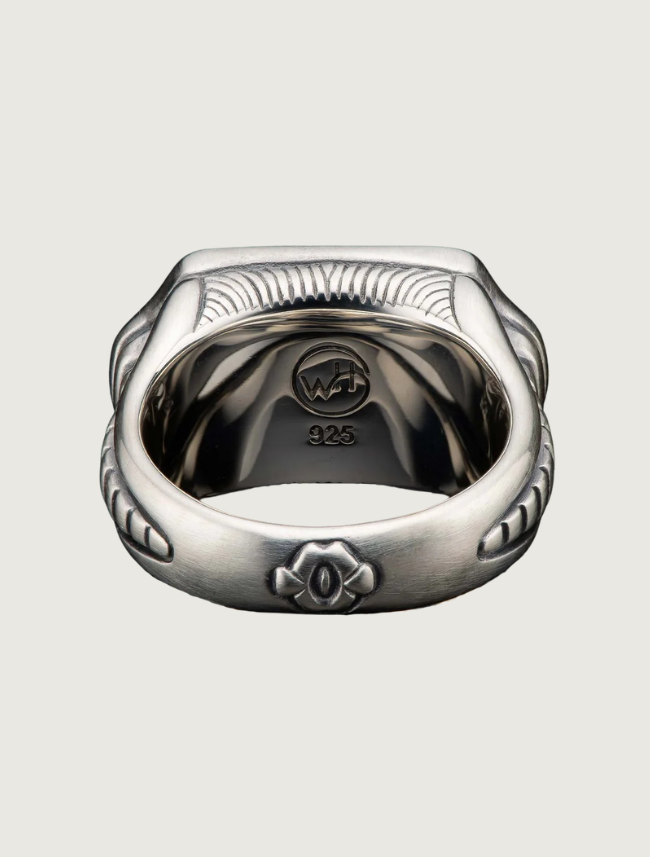 William Henry 'Sleek' Sterling Silver Signet Ring with Inlay