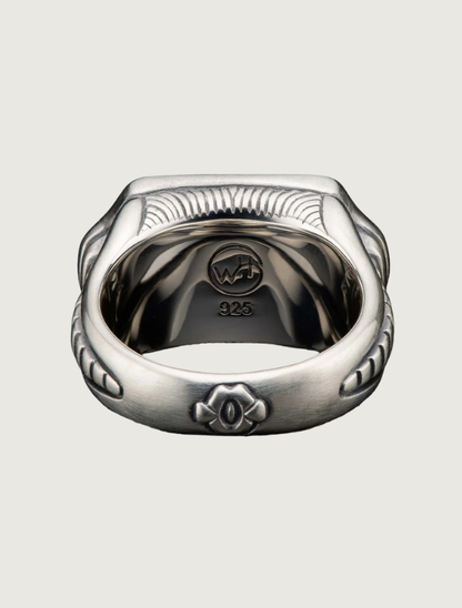 William Henry 'Sleek' Sterling Silver Signet Ring with Inlay