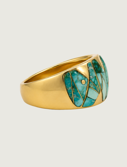 14K Yellow Gold Carico Lake Turquoise Ring