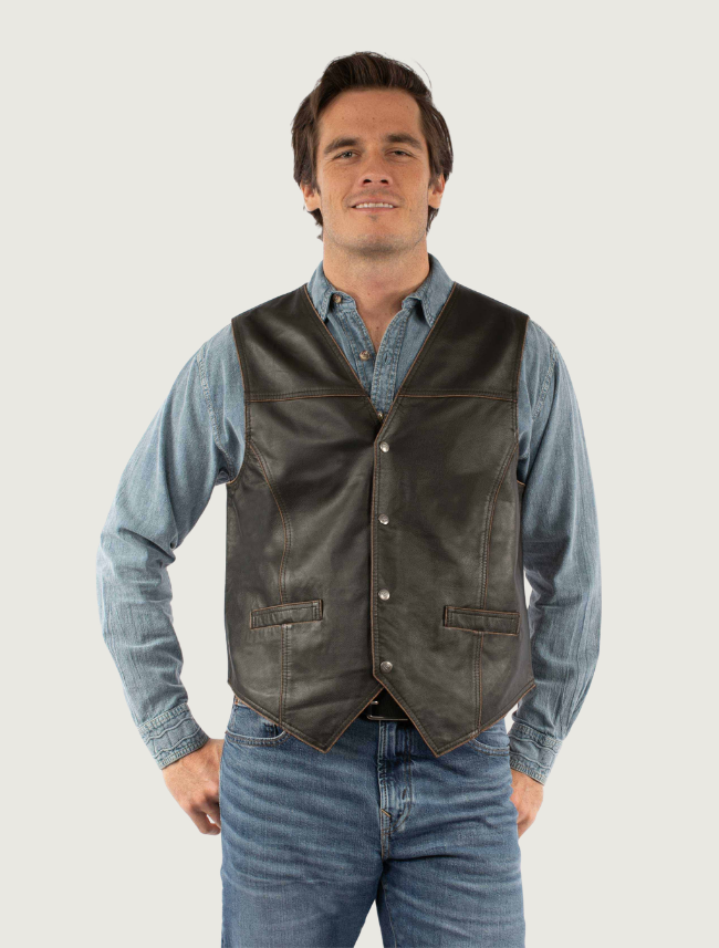 Mavericks Men's Brown Classic Leather Vest
