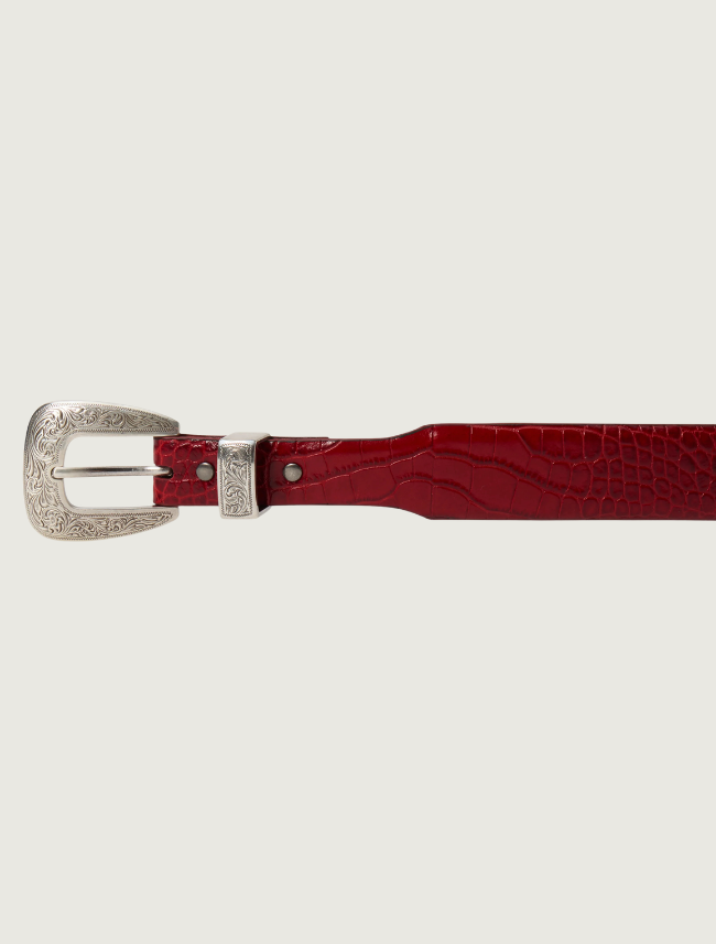 Stetson Women's Red Croco Print Tapered Belt
