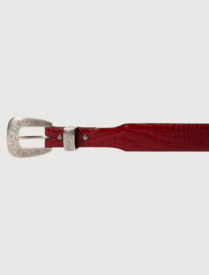 Stetson Women's Red Croco Print Tapered Belt
