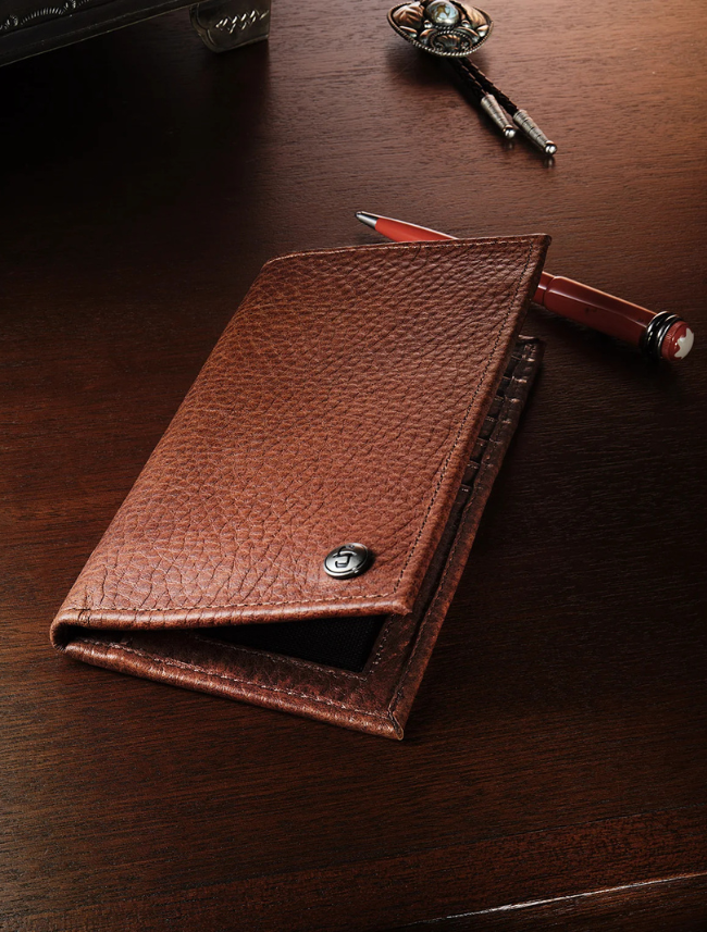 Bison Leather Stetson Rivet Checkbook Wallet