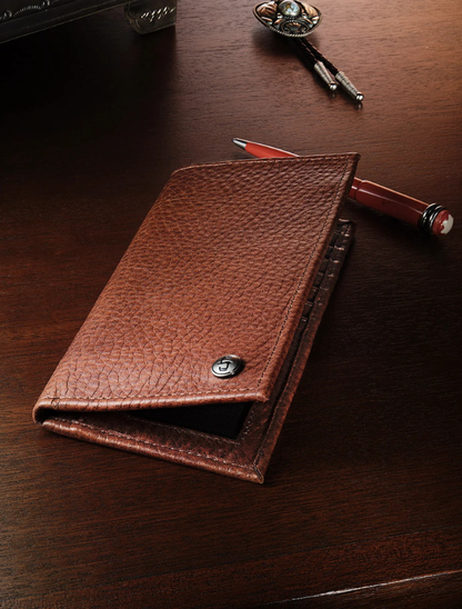 Bison Leather Stetson Rivet Checkbook Wallet