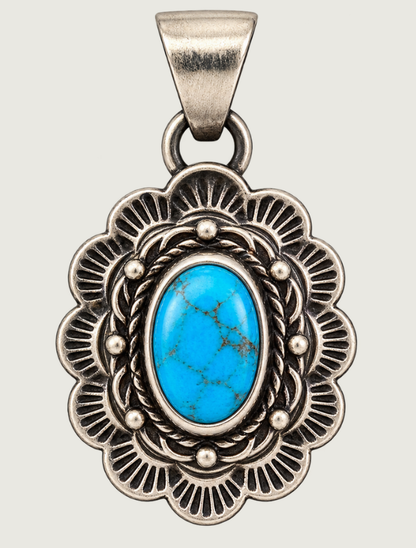 Sterling Silver Ornate Turquoise Necklace
