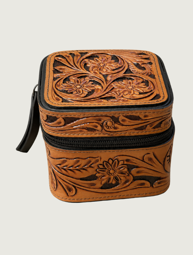 Mavericks Tooled Leather Jewelry Case