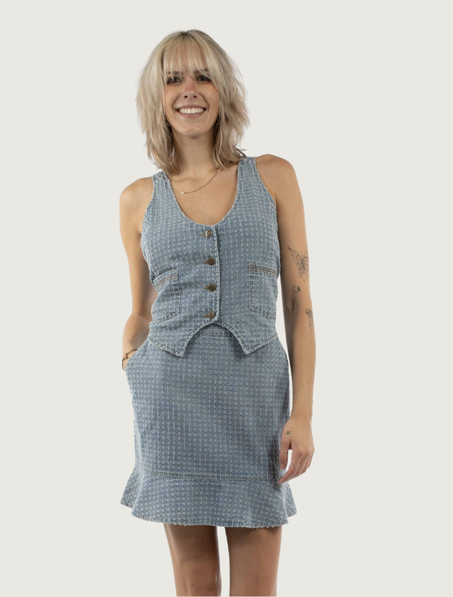 Scully Women's Light Blue Denim Peplum Hem Mini Skirt