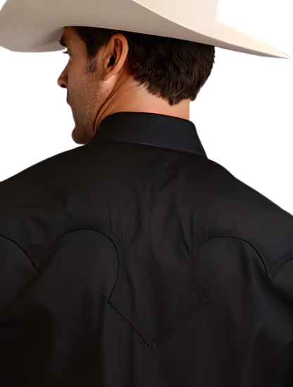 Stetson Men's Oxford Solid Peached Poplin in Black