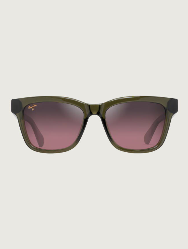 Maui Jim Hanohano square sunglasses in Shiny Trans Green / Maui Rose — front view
