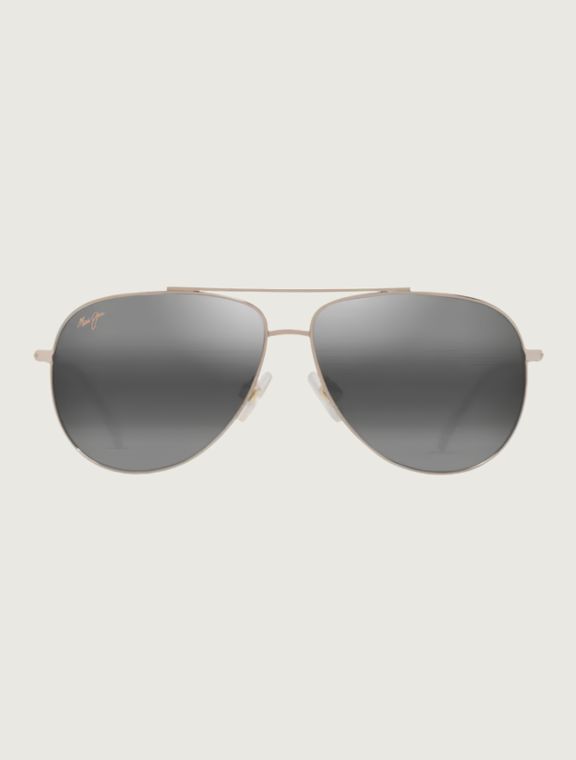 Maui Jim Hau'oli aviator sunglasses in Shiny Light Gold with Crystal / Neutral Grey — front view