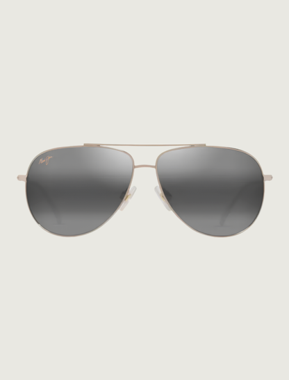 Maui Jim Hau'oli aviator sunglasses in Shiny Light Gold with Crystal / Neutral Grey — front view