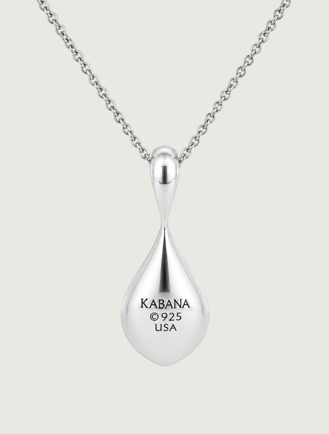 Kabana Sterling Silver, Diamond, & Pink Mother of Pearl Teardrop Necklace
