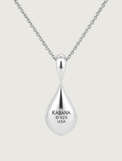 Kabana Sterling Silver, Diamond, & Pink Mother of Pearl Teardrop Necklace