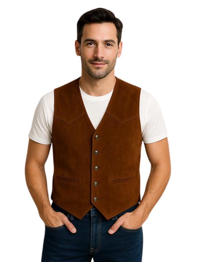 Men's Snap Front Lambskin Vest