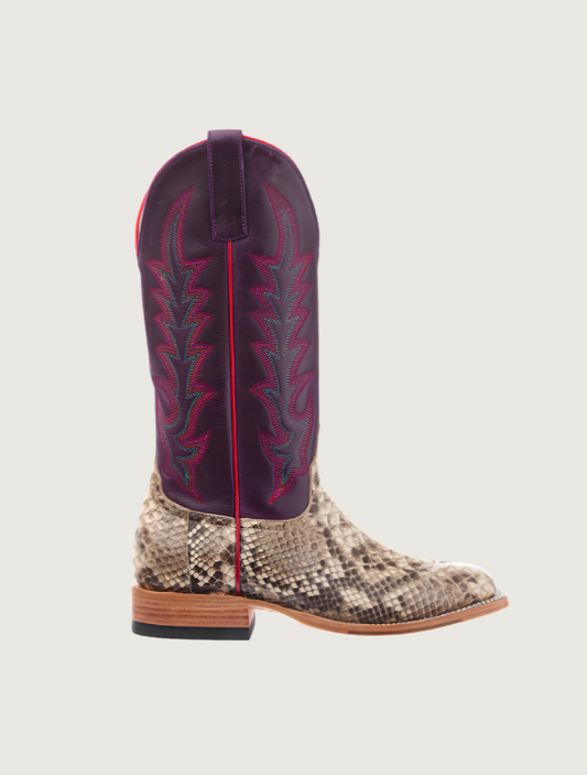 Macie Bean Top Hand Purple Mink Python Cowgirl Boots