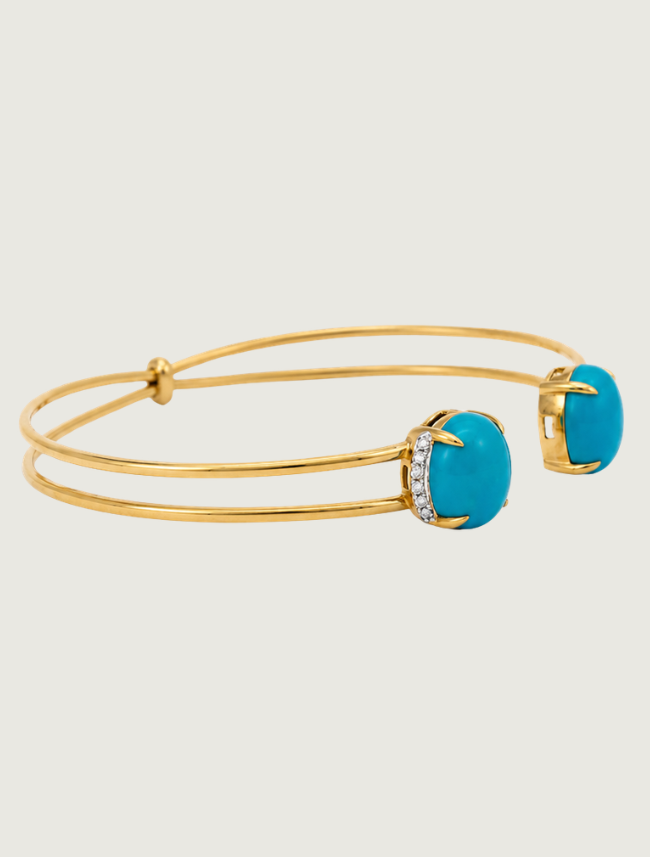 18K Yellow Gold Turquoise & Diamond Bracelet