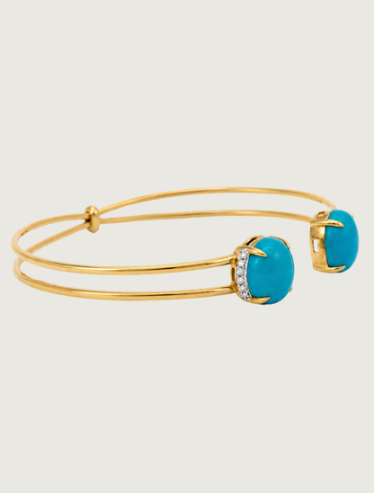 18K Yellow Gold Turquoise & Diamond Bracelet