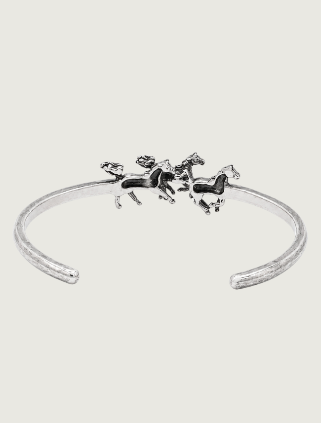 Kabana Sterling Silver 3 Horses Cuff Bracelet