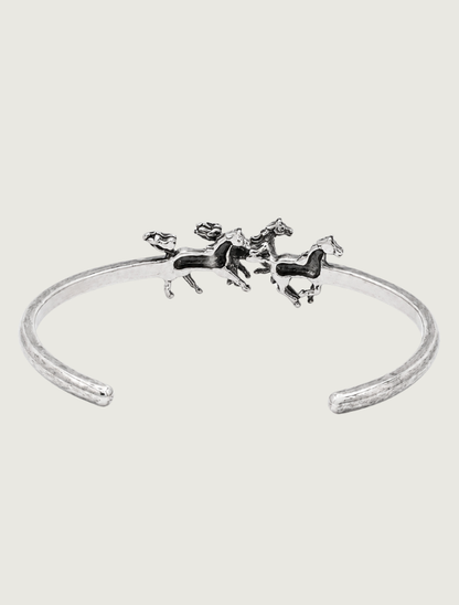 Kabana Sterling Silver 3 Horses Cuff Bracelet