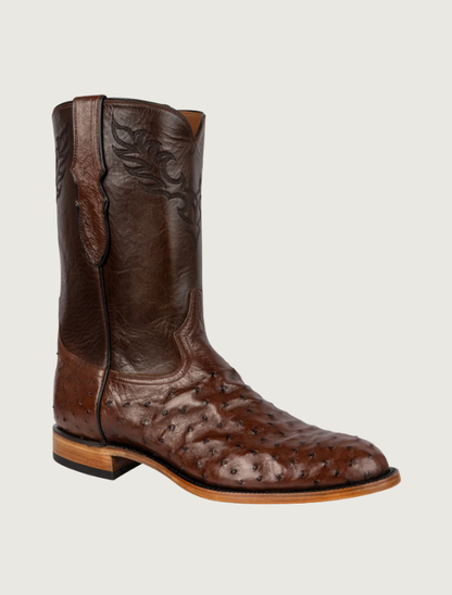 Tony Lama Ian Brown Ostrich Roper Boots