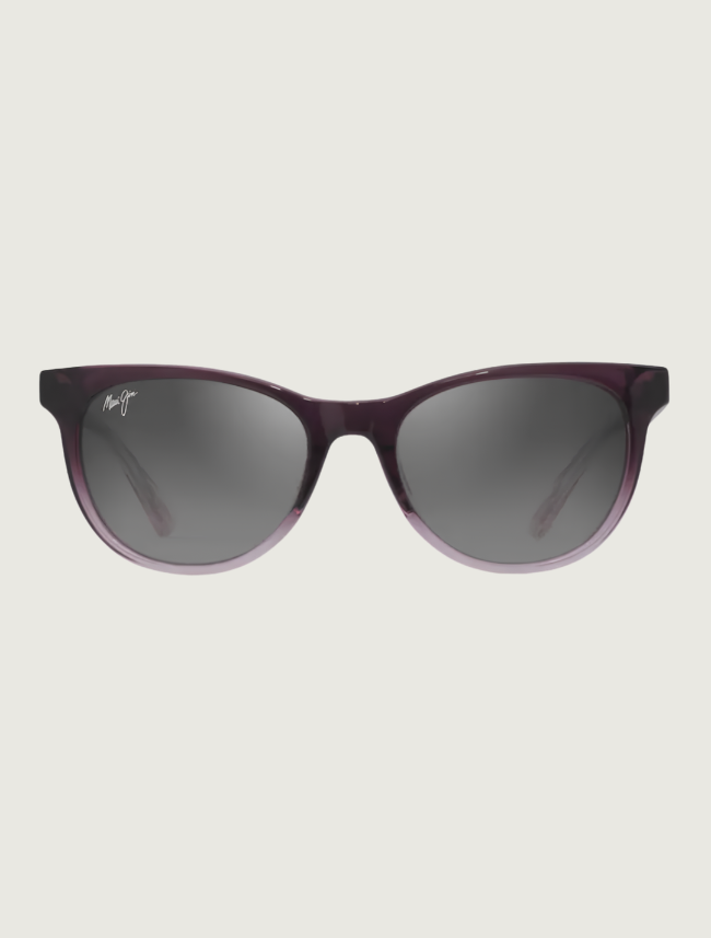 Maui Jim Lonomea cat eye sunglasses in Matte Trans Dark Violet to Lilac / Neutral Grey — front view