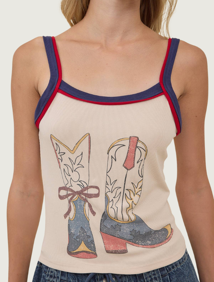 Raisonnel Vintage Cowboy Boots Ribbed Tank