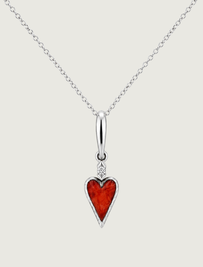 Kabana Sterling Silver Spiny Red Oyster & Diamond Heart Pendant