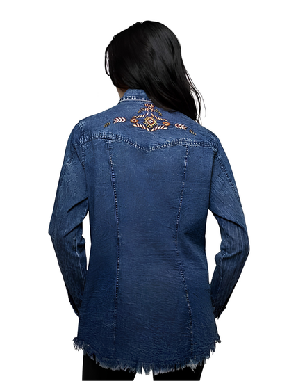 Scully Women's Denim Embroidered Layering Shirt