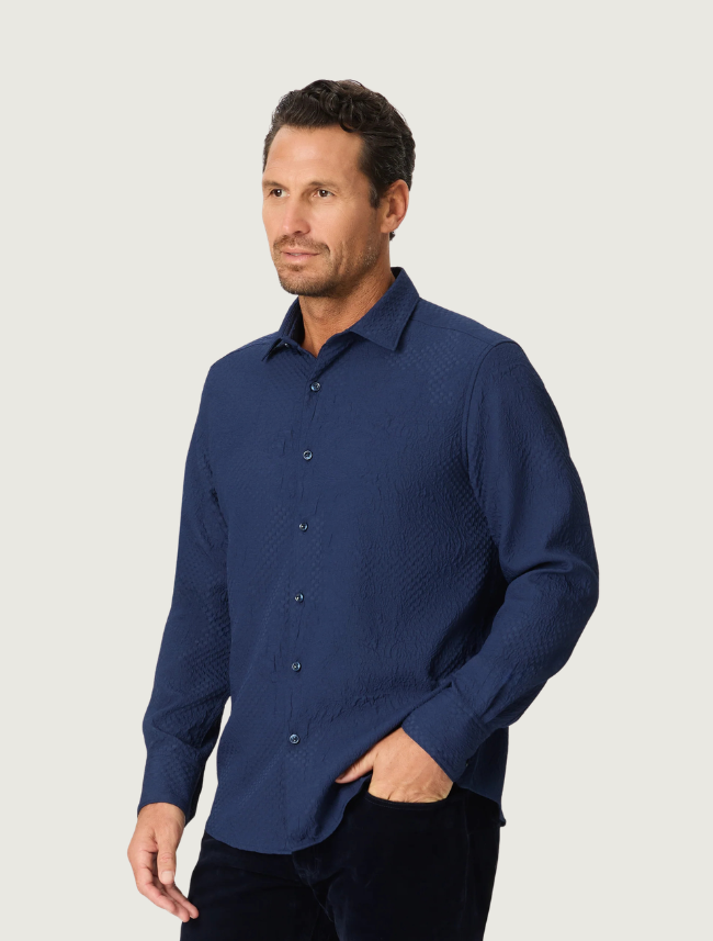 Robert Graham Devonshire Jacquard Shirt in Navy