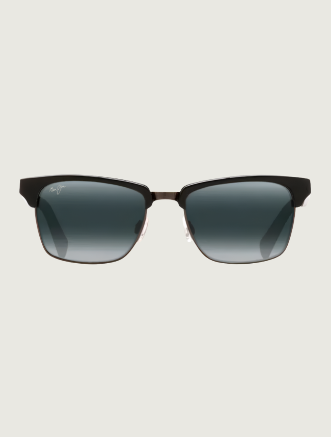 Maui Jim Kawika classic sunglasses in Black Gloss with Antique Pewter / Neutral Grey — front view