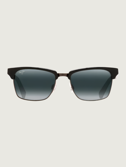 Maui Jim Kawika classic sunglasses in Black Gloss with Antique Pewter / Neutral Grey — front view