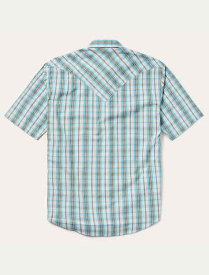 Stetson Men's Turquoise Plaid Short-Sleeve Western Shirt