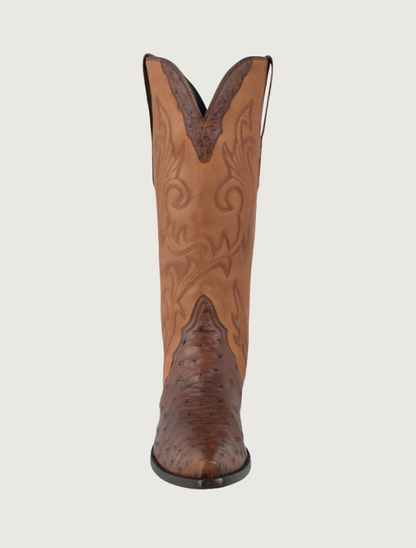 Stallion Full Quill Ostrich Gallegos Cowgirl Boots in Antique Saddle