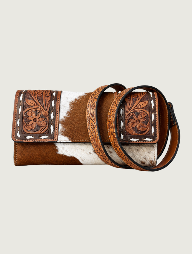Mavericks Cowhide & Tooled Leather Convertible Crossbody Bag