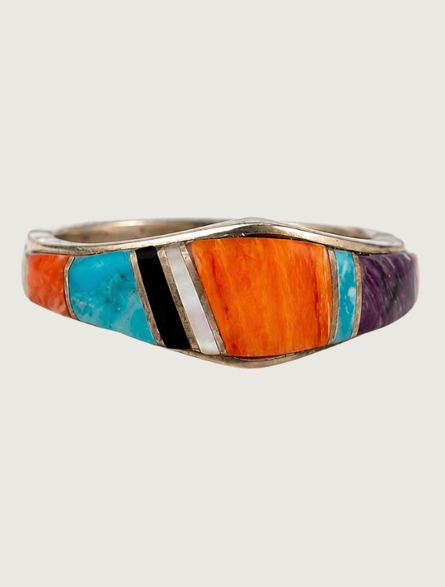 Elaine Sherman Sterling Silver Inlay Ring